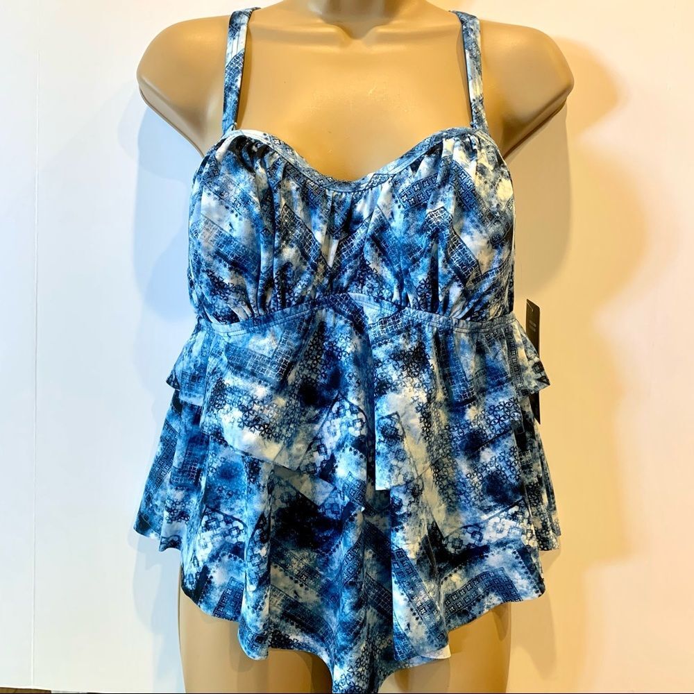 NWT Torrid Blue & White Swim Tankini 12 - Picture 1 of 13